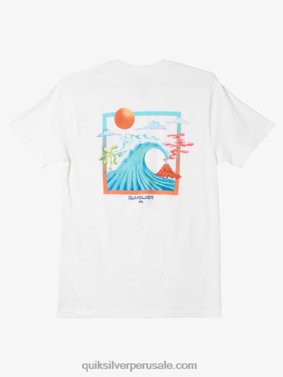Quiksilver N8LNT1477 hombres blanco camiseta con fondo de océano