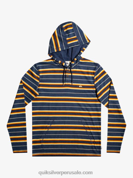 Quiksilver N8LNT1862 hombres insignia última oportunidad raya última oportunidad camiseta de manga larga con capucha