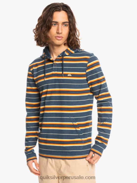 Quiksilver N8LNT1862 hombres insignia última oportunidad raya última oportunidad camiseta de manga larga con capucha