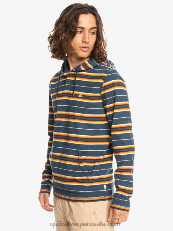Quiksilver N8LNT1862 hombres insignia última oportunidad raya última oportunidad camiseta de manga larga con capucha