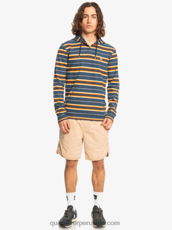 Quiksilver N8LNT1862 hombres insignia última oportunidad raya última oportunidad camiseta de manga larga con capucha
