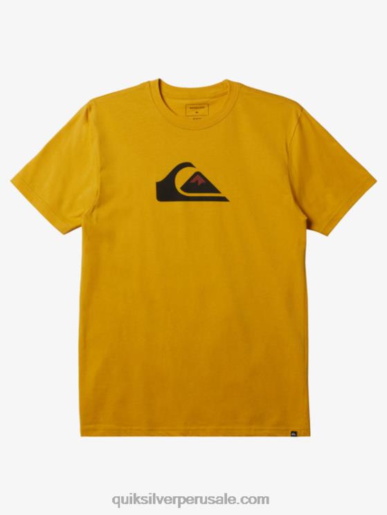 Quiksilver N8LNT195 hombres amarillo yema camiseta con logo de comp