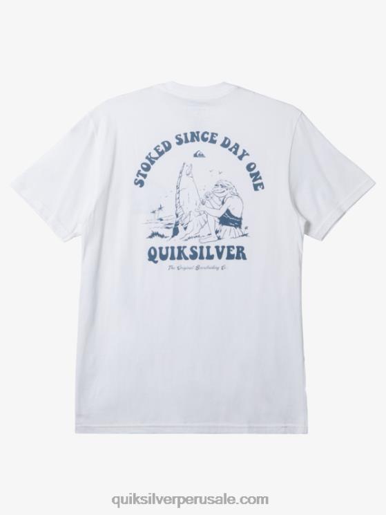 Quiksilver N8LNT230 hombres blanco emocionado desde el primer día camiseta