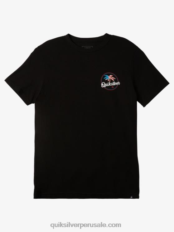 Quiksilver N8LNT237 hombres negro camiseta con brisa de palma
