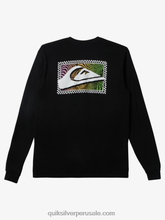 Quiksilver N8LNT435 hombres negro camiseta de manga larga con estampado degradado