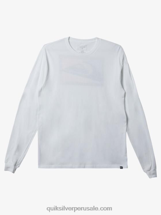Quiksilver N8LNT437 hombres blanco camiseta de manga larga con estampado degradado