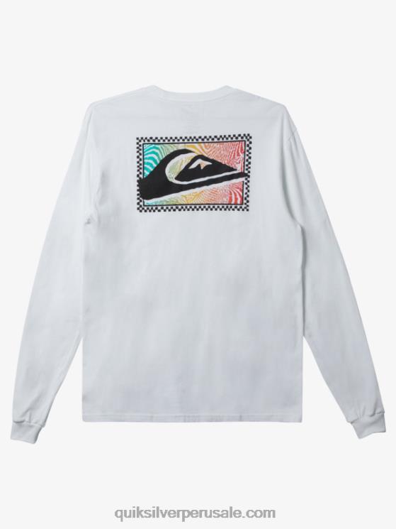 Quiksilver N8LNT437 hombres blanco camiseta de manga larga con estampado degradado
