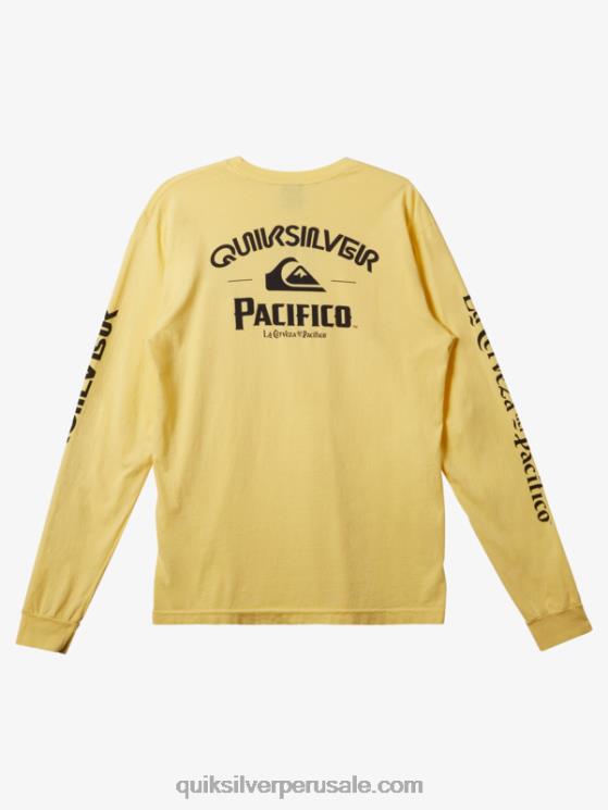 Quiksilver x Pacifico N8LNT5 hombres oro camiseta de manga larga tirador directo