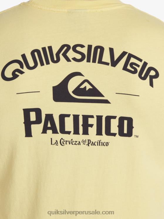 Quiksilver x Pacifico N8LNT5 hombres oro camiseta de manga larga tirador directo