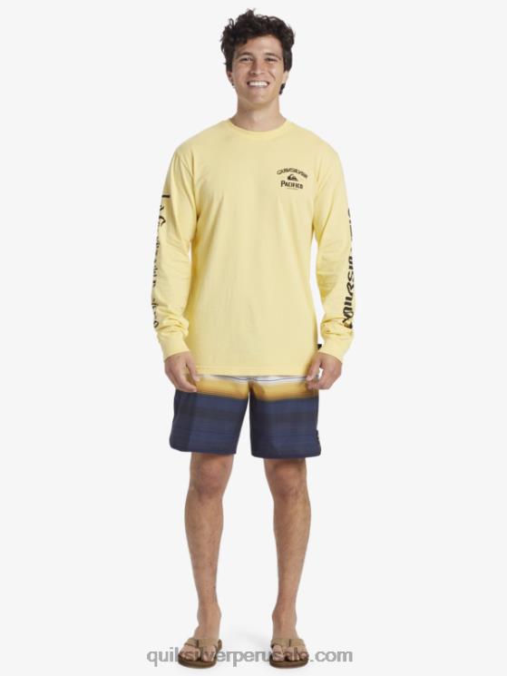 Quiksilver x Pacifico N8LNT5 hombres oro camiseta de manga larga tirador directo