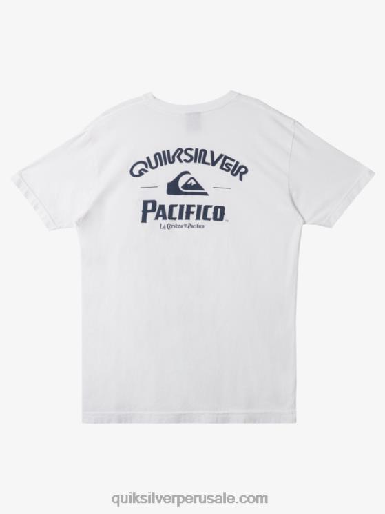 Quiksilver x Pacifico N8LNT7 hombres blanco camiseta de tirador recto