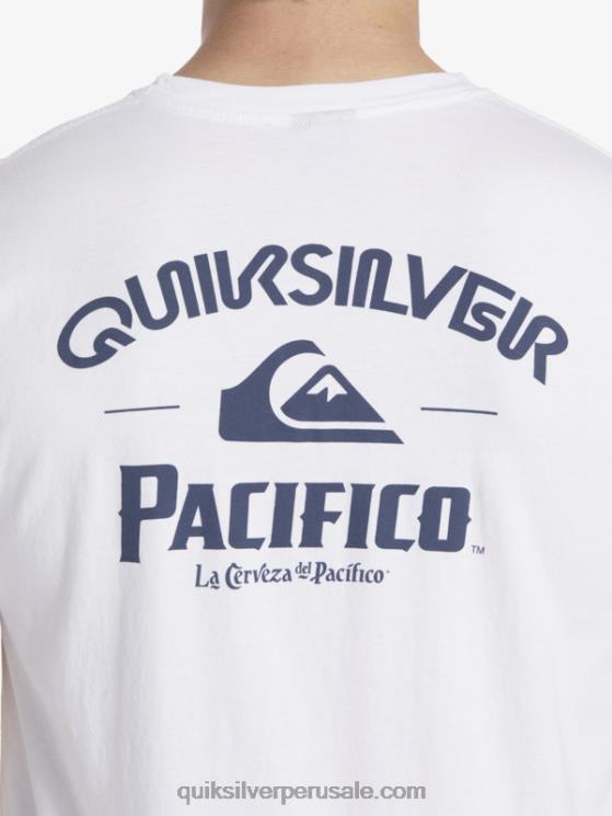 Quiksilver x Pacifico N8LNT7 hombres blanco camiseta de tirador recto