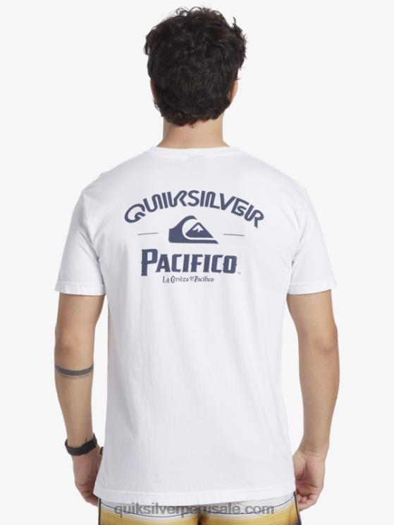Quiksilver x Pacifico N8LNT7 hombres blanco camiseta de tirador recto