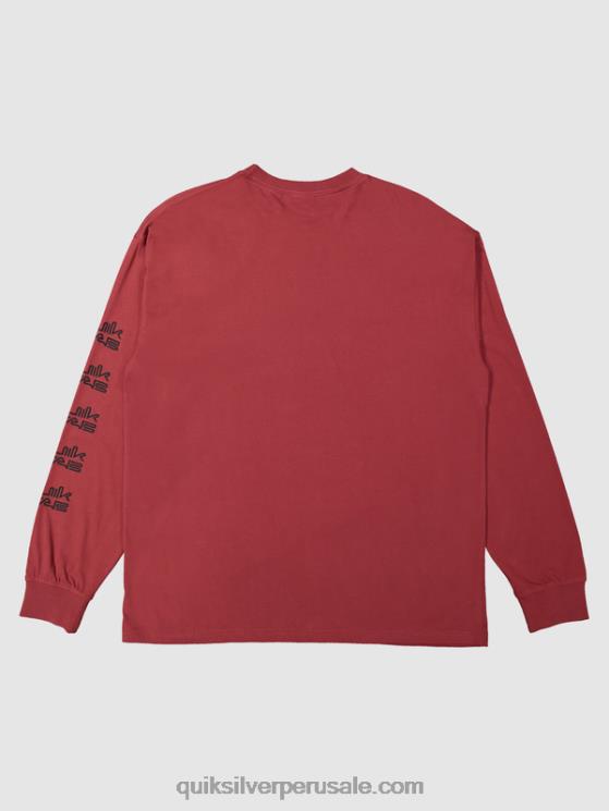 Quiksilver x Stab N8LNT1844 hombres vino rubí camiseta orgánica de manga larga