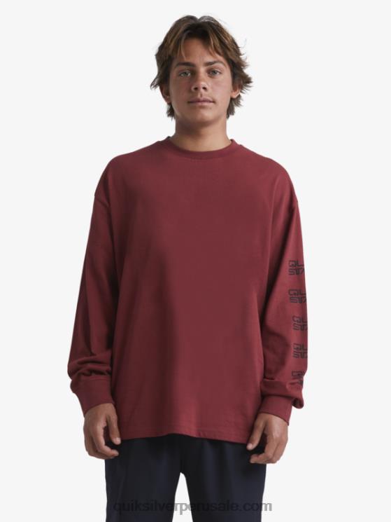 Quiksilver x Stab N8LNT1844 hombres vino rubí camiseta orgánica de manga larga