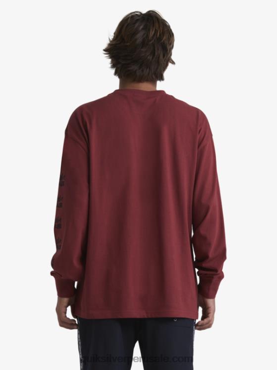 Quiksilver x Stab N8LNT1844 hombres vino rubí camiseta orgánica de manga larga