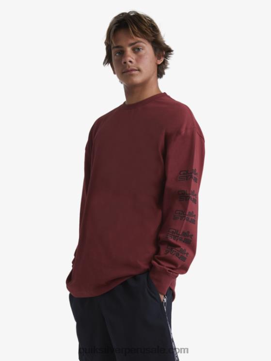 Quiksilver x Stab N8LNT1844 hombres vino rubí camiseta orgánica de manga larga