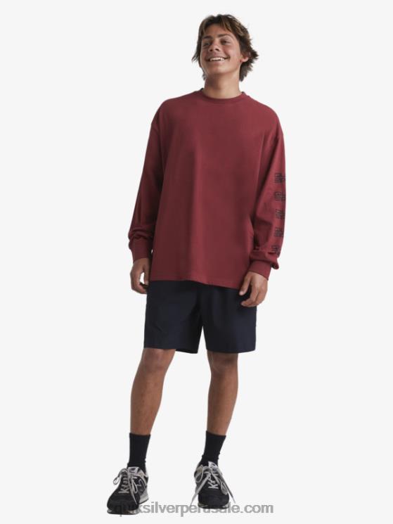 Quiksilver x Stab N8LNT1844 hombres vino rubí camiseta orgánica de manga larga