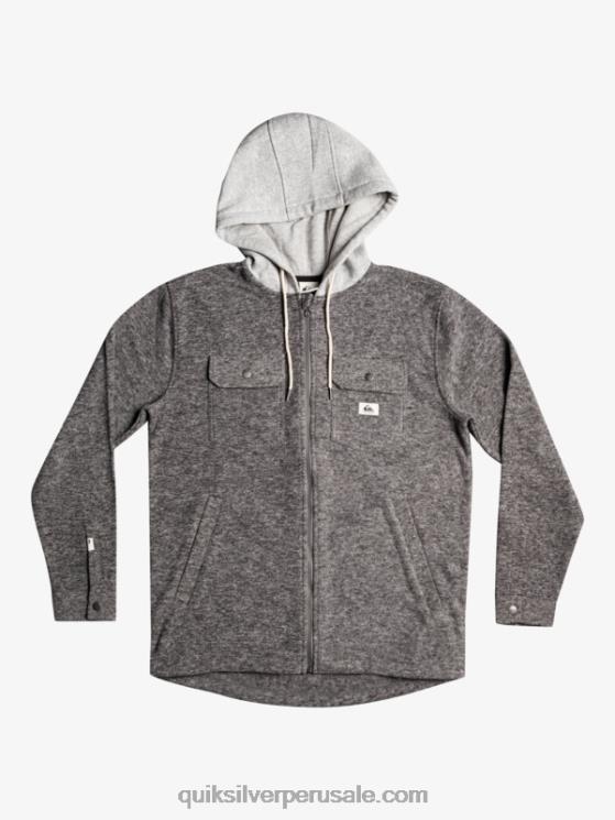 Quiksilver N8LNT1472 hombres brezo gris oscuro chamarra polar con cremallera y capucha super swell