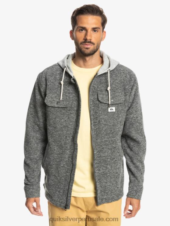 Quiksilver N8LNT1472 hombres brezo gris oscuro chamarra polar con cremallera y capucha super swell