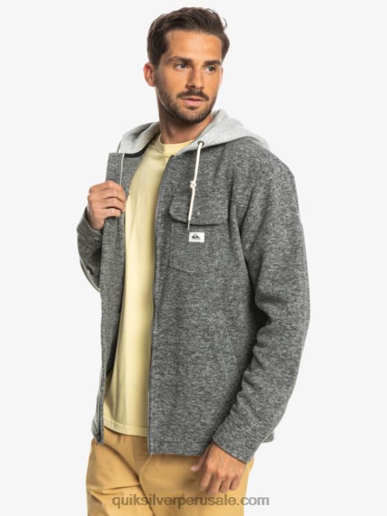 Quiksilver N8LNT1472 hombres brezo gris oscuro chamarra polar con cremallera y capucha super swell