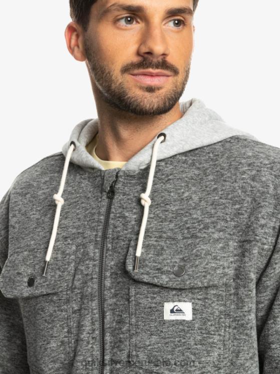 Quiksilver N8LNT1472 hombres brezo gris oscuro chamarra polar con cremallera y capucha super swell