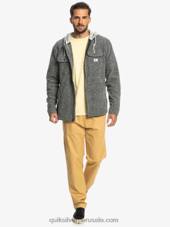 Quiksilver N8LNT1472 hombres brezo gris oscuro chamarra polar con cremallera y capucha super swell