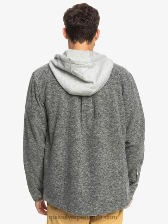 Quiksilver N8LNT1472 hombres brezo gris oscuro chamarra polar con cremallera y capucha super swell