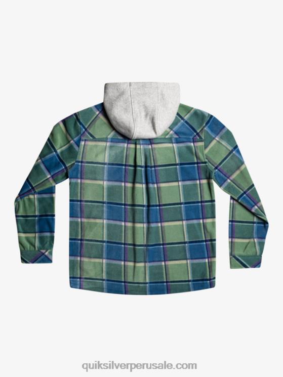 Quiksilver N8LNT1473 hombres cuadros de franela azul provenzal chamarra polar con cremallera y capucha super swell