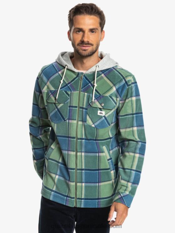 Quiksilver N8LNT1473 hombres cuadros de franela azul provenzal chamarra polar con cremallera y capucha super swell