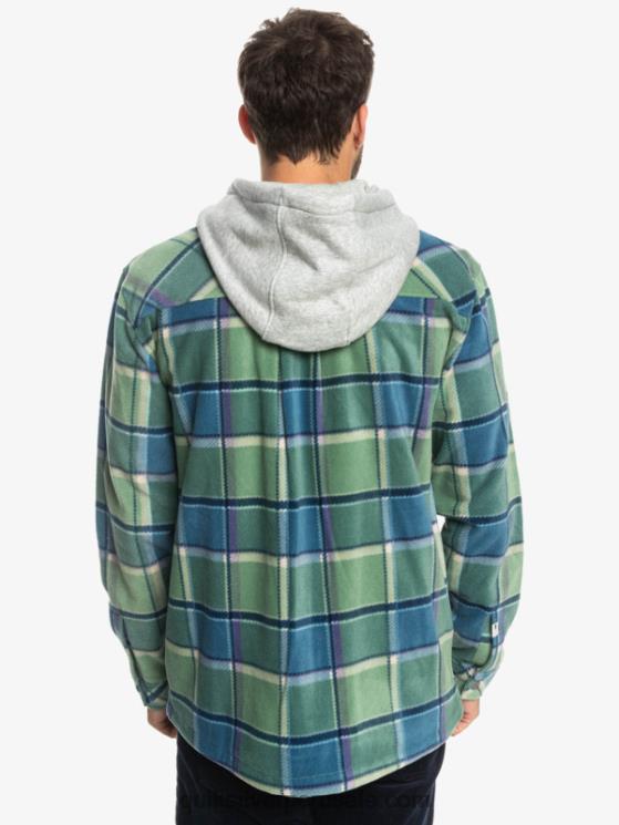 Quiksilver N8LNT1473 hombres cuadros de franela azul provenzal chamarra polar con cremallera y capucha super swell