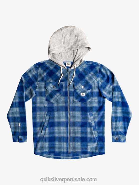 Quiksilver N8LNT1475 hombres super plaid azul sodalita chamarra polar con cremallera y capucha super swell