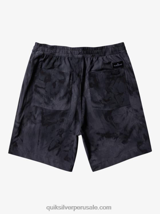 Quiksilver N8LNT101 hombres negro shorts de playa con estampado de anfibios taxer 18