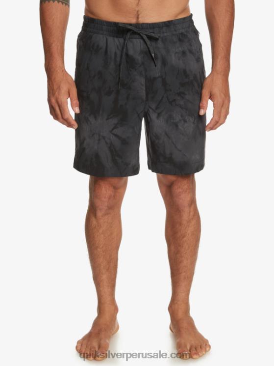 Quiksilver N8LNT101 hombres negro shorts de playa con estampado de anfibios taxer 18