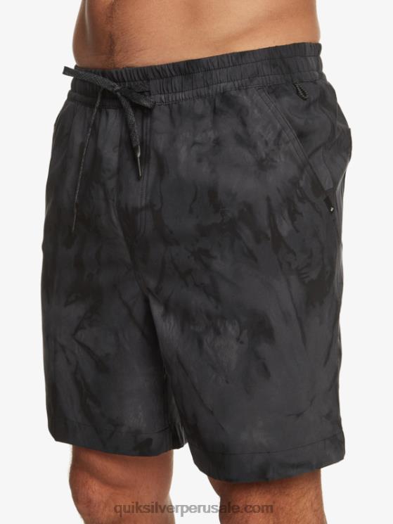 Quiksilver N8LNT101 hombres negro shorts de playa con estampado de anfibios taxer 18