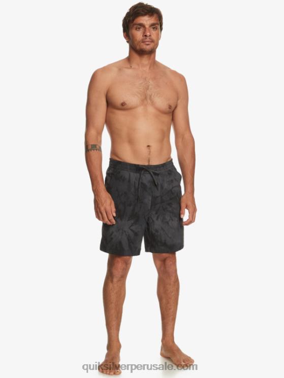 Quiksilver N8LNT101 hombres negro shorts de playa con estampado de anfibios taxer 18