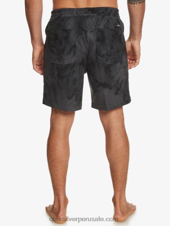 Quiksilver N8LNT101 hombres negro shorts de playa con estampado de anfibios taxer 18