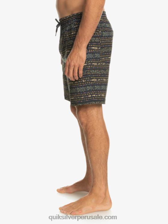 Quiksilver N8LNT102 hombres negro shorts de playa con estampado de anfibios taxer 18