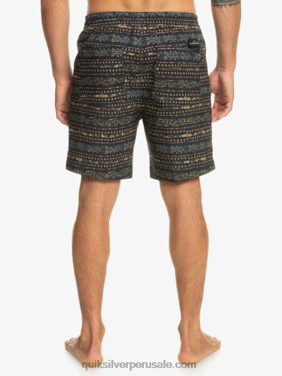 Quiksilver N8LNT102 hombres negro shorts de playa con estampado de anfibios taxer 18