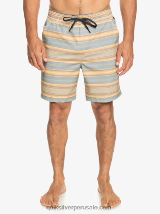 Quiksilver N8LNT104 hombres raya plaza taupe surf days shorts de playa con estampado de anfibios taxer 18