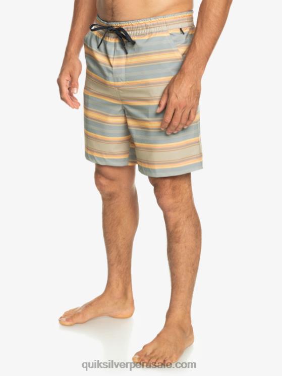 Quiksilver N8LNT104 hombres raya plaza taupe surf days shorts de playa con estampado de anfibios taxer 18