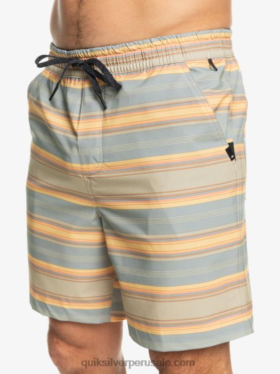 Quiksilver N8LNT104 hombres raya plaza taupe surf days shorts de playa con estampado de anfibios taxer 18