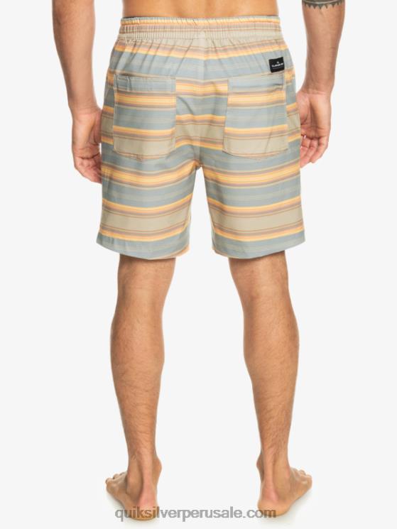 Quiksilver N8LNT104 hombres raya plaza taupe surf days shorts de playa con estampado de anfibios taxer 18