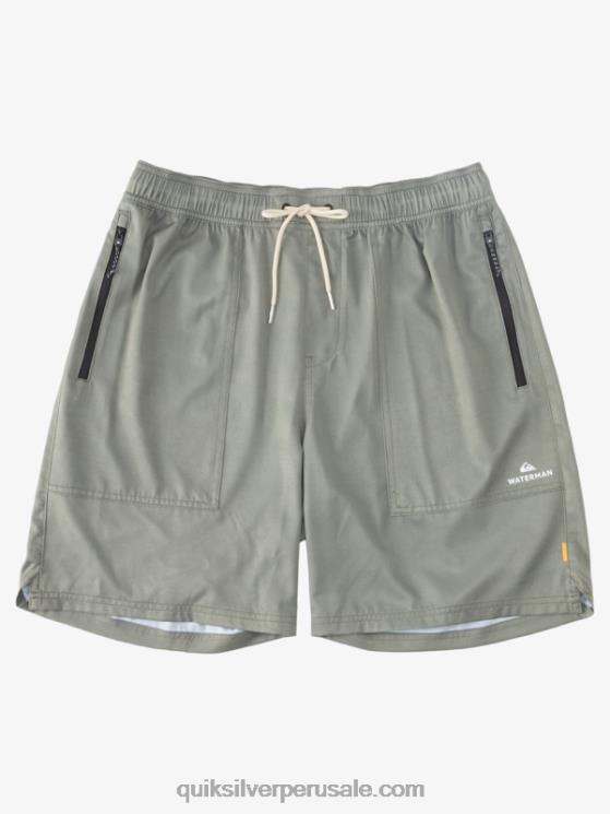 Quiksilver N8LNT1325 hombres aceituna polvorienta shorts de playa waterman scout con cremallera anfibio 20