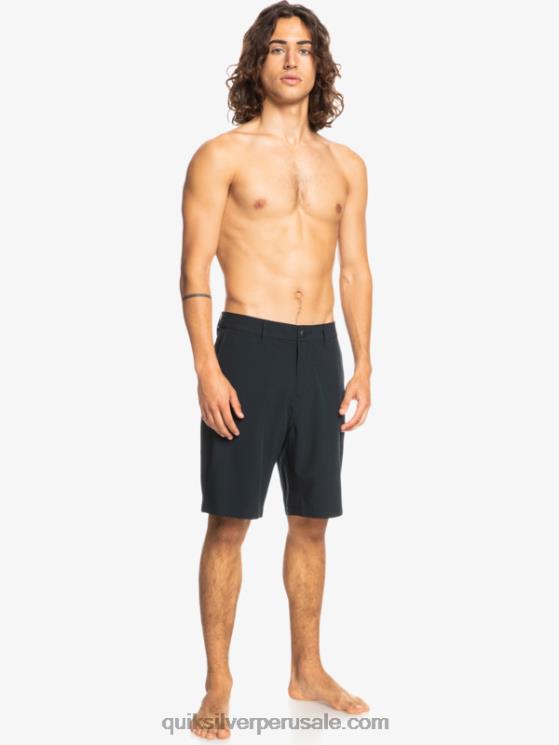 Quiksilver N8LNT138 hombres negro pantalones cortos híbridos Ocean Union Amphibian 20