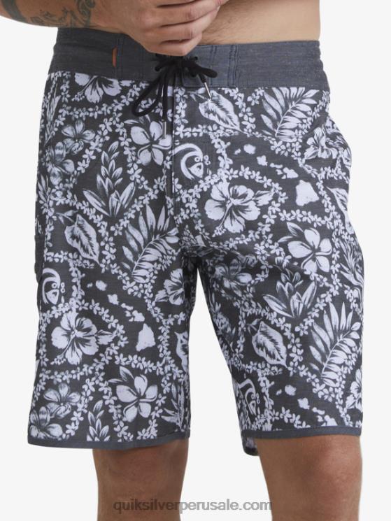 Quiksilver N8LNT1417 hombres llegada negra lei shorts de baño lei 20 festoneados de la llegada de waterman
