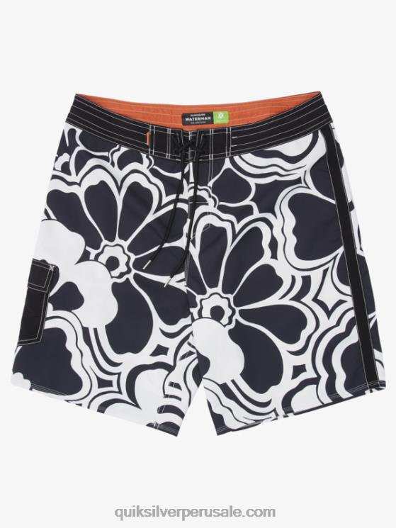 Quiksilver N8LNT1436 hombres retroceso negro shorts de playa con estampado retro waterman 19