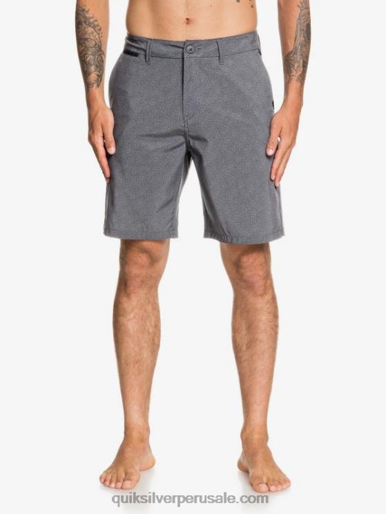 Quiksilver N8LNT1585 hombres negro pantalones cortos híbridos union heather anfibio 20
