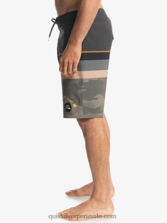 Quiksilver N8LNT1603 hombres hoja de uva shorts de playa surfsilk con rayas desteñidas 20