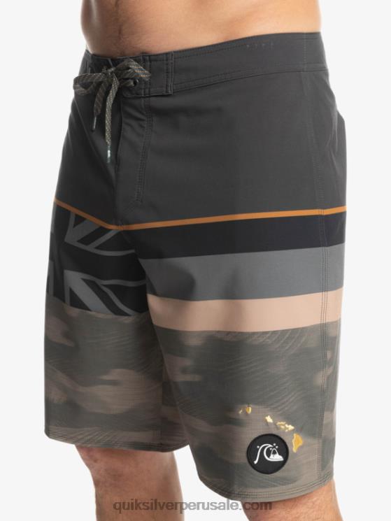 Quiksilver N8LNT1603 hombres hoja de uva shorts de playa surfsilk con rayas desteñidas 20